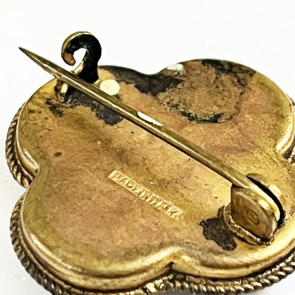 Antique Micro Mosaic Floral Brooch Pin Victorian Made in Italy - Picture 5 of 6